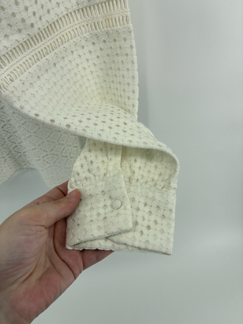 Lace Knit Long-Sleeve Top - White - Picture 4 of 10